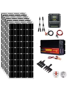   Solar system, 1000W solar panel, 5000W inverter, 100A Hibrid MPPT charger black, 12V battery