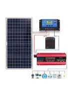 Solar system, 100W solar panel,2200W inverter, 10A charger 