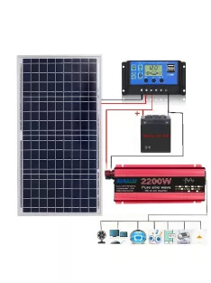Solar system, 100W solar panel,2000W inverter, 10A charger 