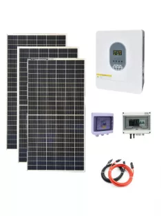   Szigetüzemű napelem rendszer 1395W, 3200W 12V inverter, MPPT, DC és AC doboz, komplett szett