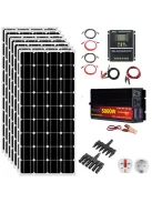 Solar system, 1600W solar panel (1,6kW), 5000W inverter, 100A Hybrid MPPT charger black, 24V battery