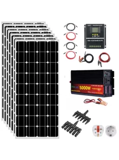   Solar system, 1600W solar panel (1,6kW), 5000W inverter, 100A Hybrid MPPT charger black, 24V battery
