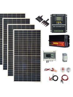   Szigetüzemű napelem rendszer 1,76kW, 5000W inverter, 12V/24V/36V/48V 100A hibrid MPPT töltésvezérlő, 24V-os rendszer