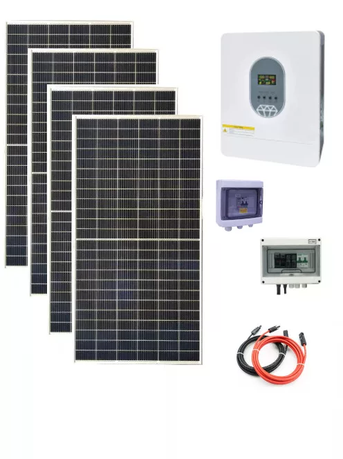 Szigetüzemű napelem rendszer 1860W, 3200W 12V inverter, MPPT, DC és AC doboz, komplett szett