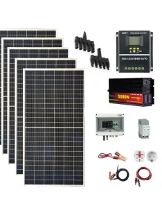   OFF GRID Solar system, 2,2kW 440W solar panel, 5000W inverter, 100A Hybrid MPPT charger black, 24V battery