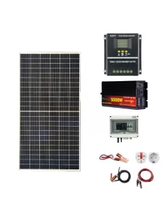   OFF GRID Solar system, 440W 440W solar panel, 5000W inverter, 100A Hybrid MPPT charger black, 24V battery