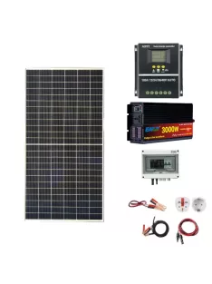   OFF GRID Solar system, 450W solar panel, 3000W inverter, 100A Hybrid MPPT charger black