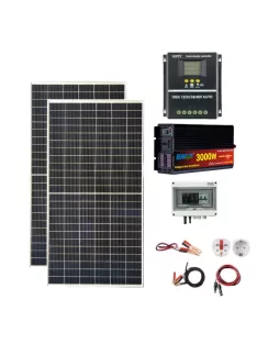  OFF GRID Solar system, 900W solar panel, 3000W inverter, 100A Hybrid MPPT charger black