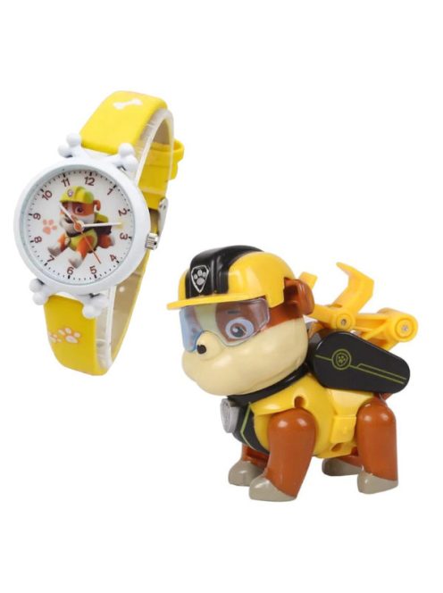Paw Patrol Rubble digital watch and Rubble figure 