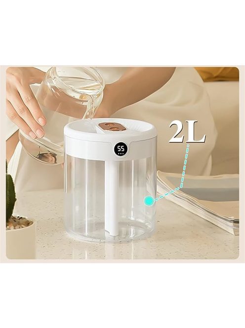 Cool Mist Humidifier H2o Air Humidifier 2L Large Capacity Double Nozzle with LCD Humidity Display Essential Oil Diffuser 