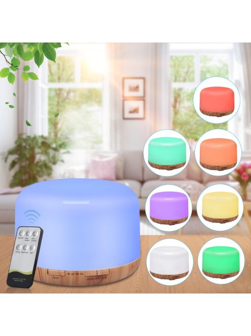 Ultrahangos párásító és illóolaj diffúzor, távirányítóval, időzítő funkcióval, hangulatvilágítással
