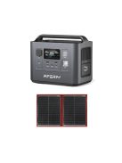1600W töltőállomás, szolár generátor, hordozható erőmű 100W napelem szett, Aferiy P010
