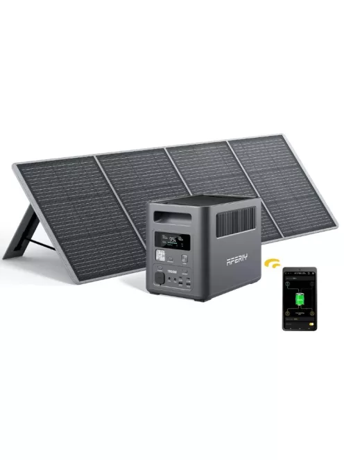 Aferiy  P180 Pro 1800W töltőállomás, szolár generátor, hordozható erőmű + 200W hordozható napelem