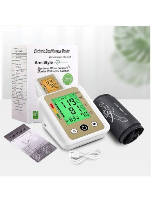 Automatic Upper Arm Blood Pressure Monitor, Digital Tonometer, Blood Pressure, Heart Rate, LCD 