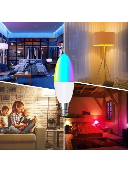 Okos színes led izzó, Zigbee RGBCCT E14 5W Tuya, Hubitat, SmartThings, Alexa, Google Home