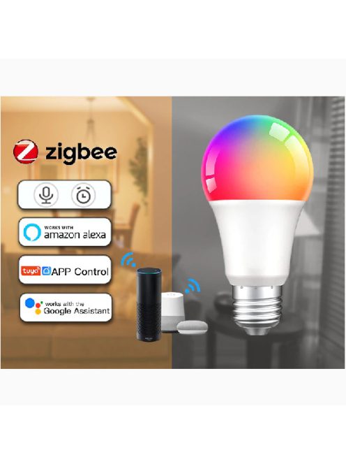 Okos színes led izzó, Zigbee RGBCCT E27 9W Tuya, Hubitat, SmartThings, Alexa, Google Home