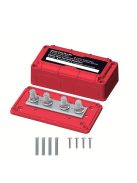 Busbar, 4 pontos soroló sín, közösítő sín + fedél, 300A, 1 pár (piros és fekete)