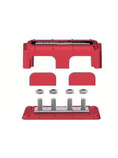   Busbar, 4 pontos soroló sín, közösítő sín + fedél, 300A, 1 pár (piros és fekete)