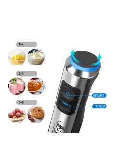   Euro 1500W 6 in 1 Electric Stick Hand Commercial Blender Food Processor Egg Whisk Mixer Juicer Meat Grinder