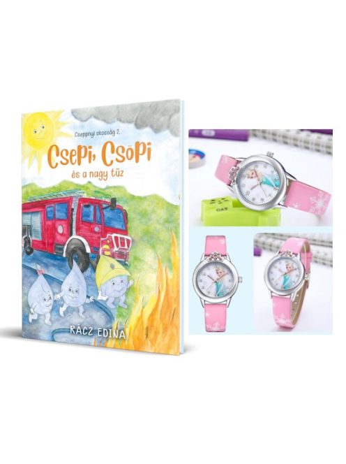 Book packet II: Csepi, Csöpi and the big fire and Frozen digital watch - Princess Elsa Toy of children gift pink