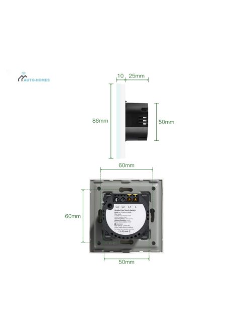 Elegant Touch Light Switch 1 Gang 1 Way, Tempered Glass Panel Light Switch Black