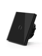 Elegant Touch Light Switch 1 Gang 1 Way Black, Dimmable Tempered Glass Panel Light Switch