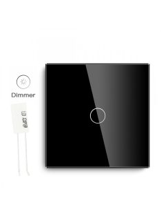   Elegant Touch Light Switch 1 Gang 1 Way Black, Dimmable Tempered Glass Panel Light Switch