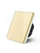 Elegant Touch Light Switch 1 Gang 1 Way Gold, Dimmable Tempered Glass Panel Light Switch