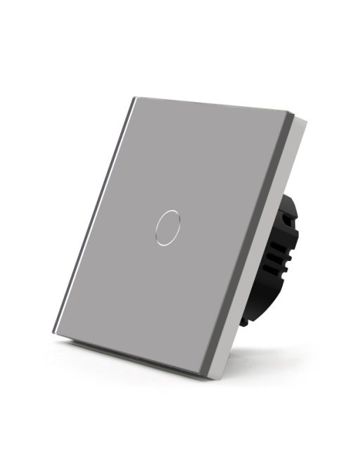 Elegant Touch Light Switch 1 Gang 1 Way Grey, Dimmable Tempered Glass Panel Light Switch