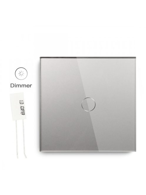 Elegant Touch Light Switch 1 Gang 1 Way Grey, Dimmable Tempered Glass Panel Light Switch