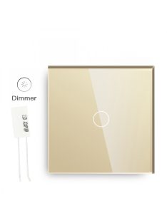   Elegant Touch Light Switch 1 Gang 1 Way Gold, Dimmable Tempered Glass Panel Light Switch