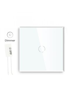   Elegant Touch Light Switch 1 Gang 1 Way White, Dimmable Tempered Glass Panel Light Switch