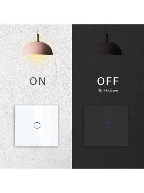 Elegant Touch Light Switch 1 Gang 1 Way, Tempered Glass Panel Light Switch