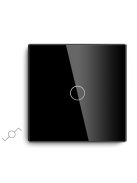 Elegant Touch Light Switch 1 Gang 2 Way, Tempered Glass Panel Light Switch Black