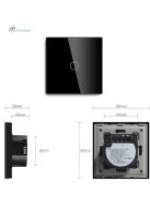 Elegant Touch Light Switch 1 Gang 2 Way, Tempered Glass Panel Light Switch Black