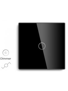   Elegant Touch Light Switch 1 Gang 2 Way Black, Dimmable Tempered Glass Panel Light Switch