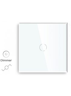  Elegant Touch Light Switch 1 Gang 2 Way White, Dimmable Tempered Glass Panel Light Switch