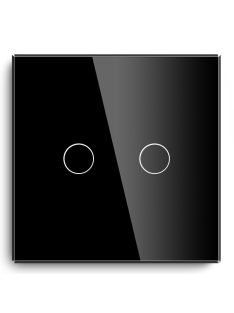   Elegant Touch Light Switch 2 Gang 1 Way, Tempered Glass Panel Light Switch Black