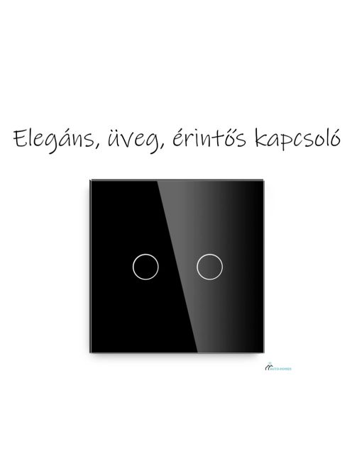 Elegant Touch Light Switch 2 Gang 1 Way, Tempered Glass Panel Light Switch Black