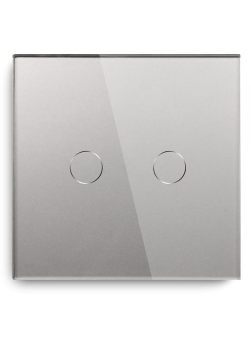 Elegant Touch Light Switch 2 Gang 1 Way Silver