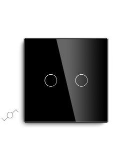   Elegant Touch Light Switch 2 Gang 2 Way, Tempered Glass Panel Light Switch Black
