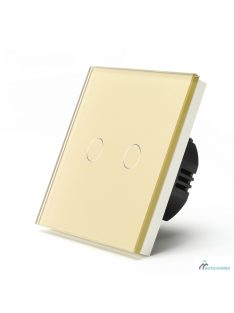   Elegant Touch Light Switch 2 Gang 2 Way, Tempered Glass Panel Light Switch Gold