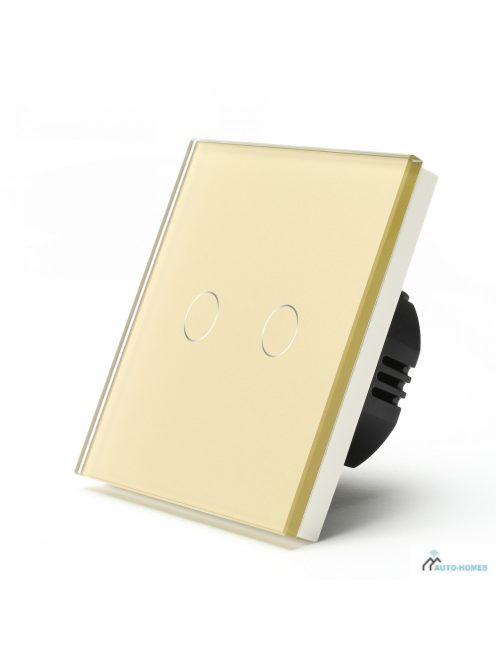 Elegant Touch Light Switch 2 Gang 2 Way, Tempered Glass Panel Light Switch Gold