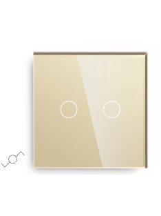   Elegant Touch Light Switch 2 Gang 2 Way, Tempered Glass Panel Light Switch Gold