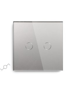   Elegant Touch Light Switch 2 Gang 2 Way Silver, Tempered Glass Panel Light Switch