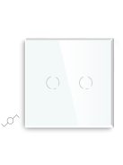 Elegant Touch Light Switch 2 Gang 2 Way, Tempered Glass Panel Light Switch White