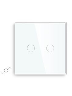   Elegant Touch Light Switch 2 Gang 2 Way, Tempered Glass Panel Light Switch White