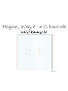 Elegant Touch Light Switch 2 Gang 2 Way, Tempered Glass Panel Light Switch White