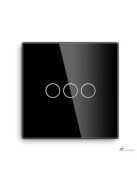 Érintő Villanykapcsoló fekete Elegant 3 körös, NULLÁS vezeték nem szükséges