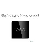 Érintő Villanykapcsoló fekete Elegant 3 körös, NULLÁS vezeték nem szükséges